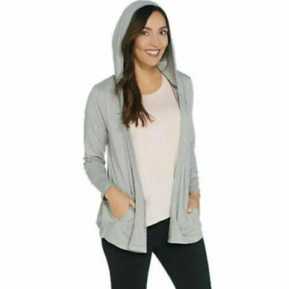 New AnyBody Loungewear Cozy Knit Hooded Cardigan | Size L